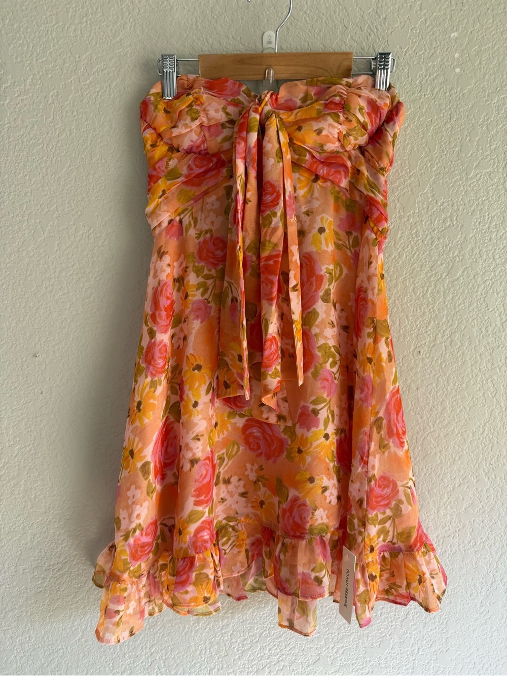 For Love And Lemons Teagan Pink and Orange Floral Mini Dress